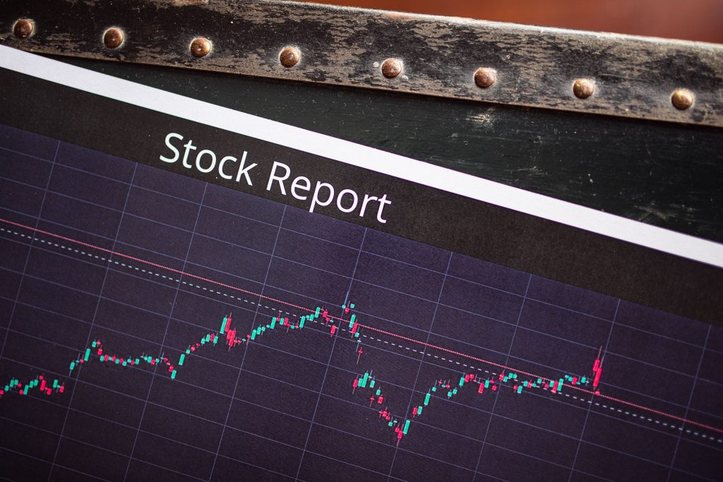 close view of a printed market graph used for signal review